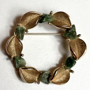 Act II Gold Undertone Green Stone Brooch